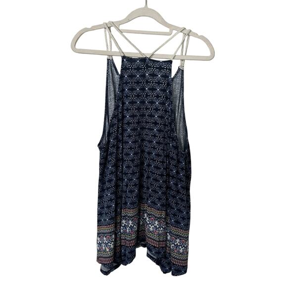 Maurices Women's Tank 2/XL Blue Bohemian Coastal Flowy Floral Crochet Cottage - Picture 2 of 8